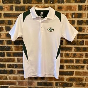 NFL Team Apparel Green Bay Packers white athletic polo, Women’s sized S